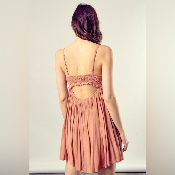 MUSTARD SEED ~ Boutique Cami Ruffle Mini Dress NWT Small‎ Rose Color - Picture 8 of 15